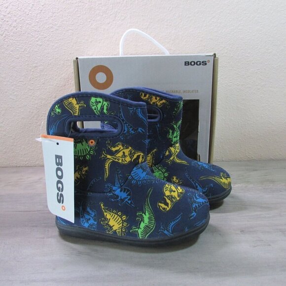 Bogs 10 Baby II Super Dino Waterproof Mud Garden Boots Navy - Picture 1 of 6